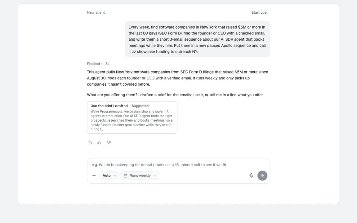 The read-back and the email brief it drafted