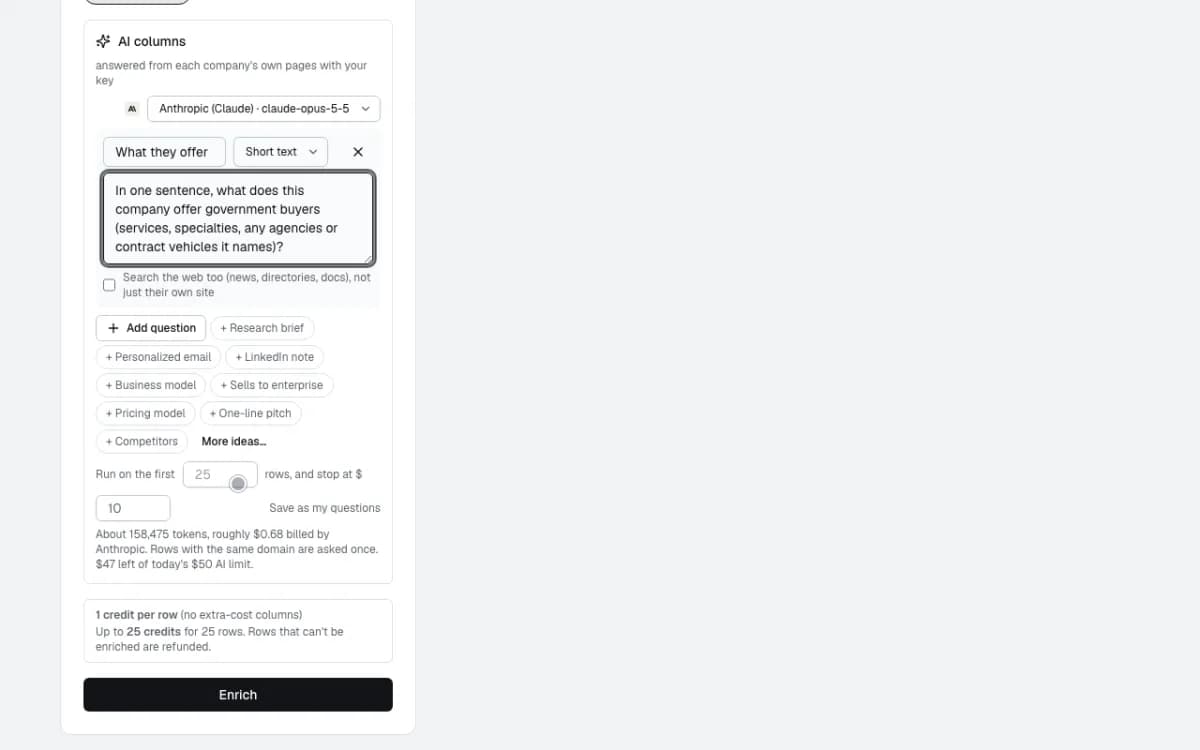 The What they offer question and the estimate before it runs